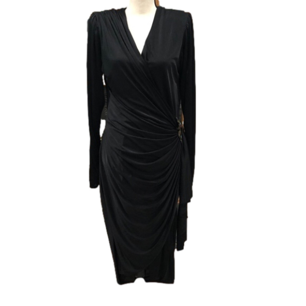 Vintage 1980s Susan Roselli for Vijack Avant Garde Ruched Black Cocktail Dress